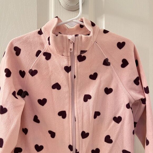 H&M Pink Hearts Fleece Jacket Zippy Girls Size 2-4 yrs - Picture 2 of 8